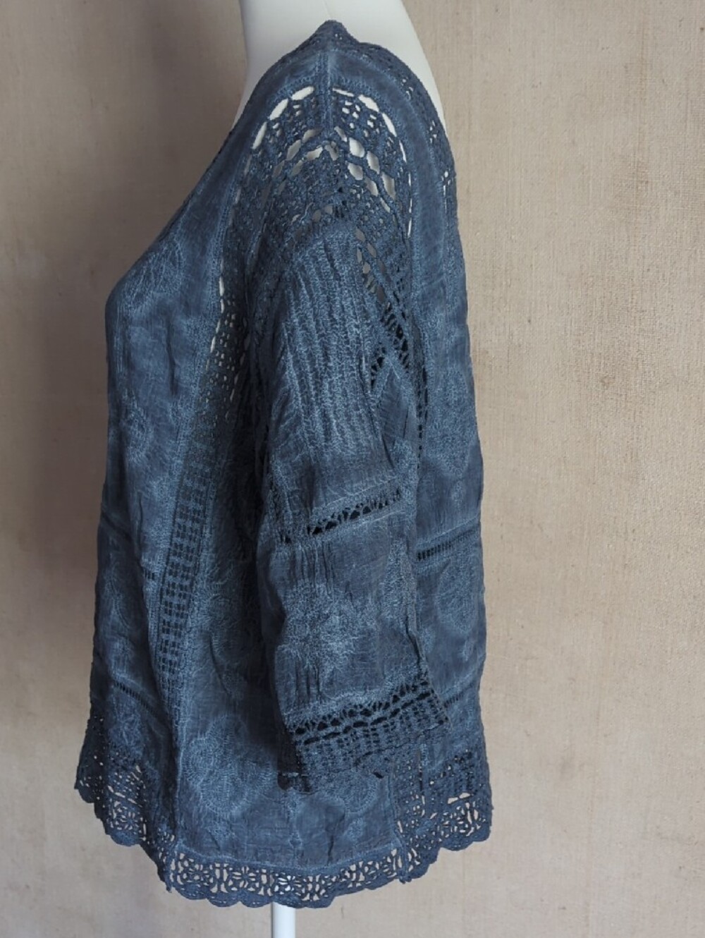 Democracy Crochet-Trim Square Neck Tunic in Slate Blue - Picture 5 of 10